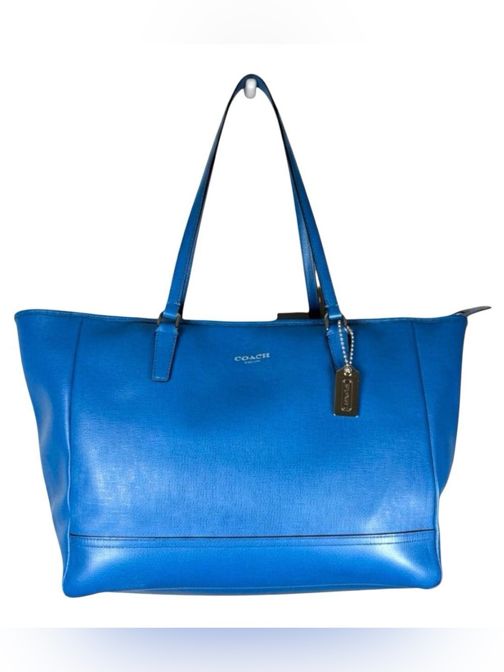 Coach Saffiano Leather Large City Tote Bag Shoulder Purse 23576 Blue